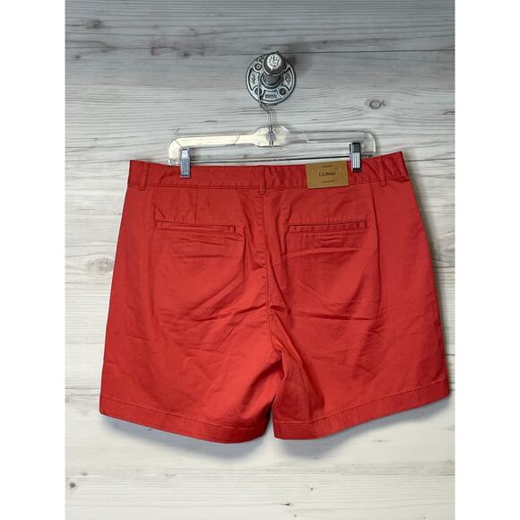 LL Bean Favorite Fit Shorts Womens 16 Coral Orange Stretch Cotton - Picture 12 of 13